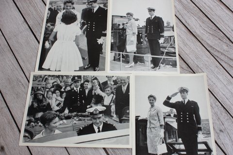 Vintage zwart-wit prentkaarten Albert en Paola